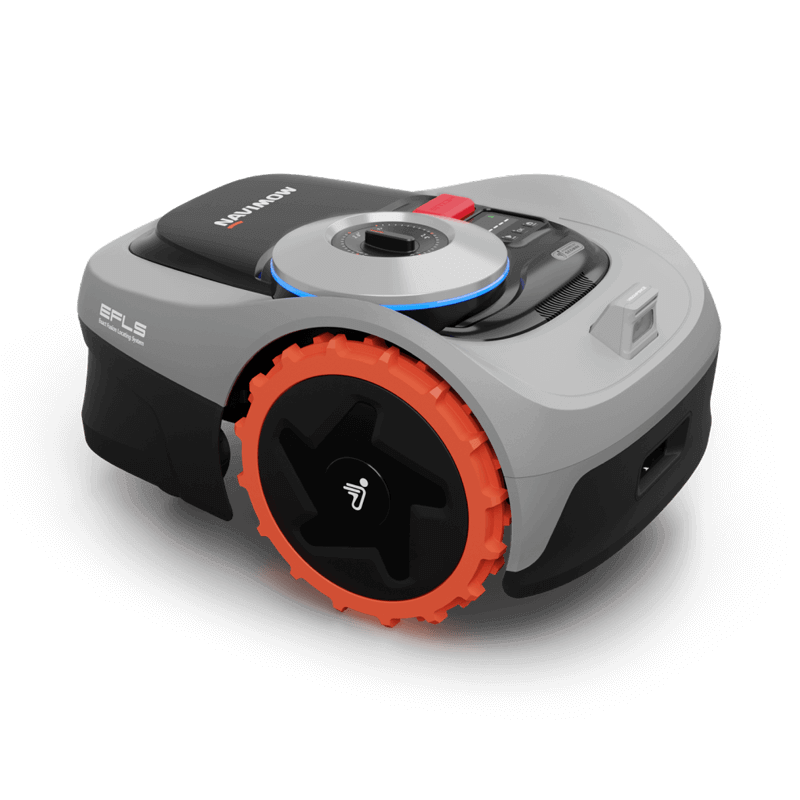 Segway Navimow I110n robotic mower designed for 1/4 acre lawns, featuring smart controls and wire-free operation.