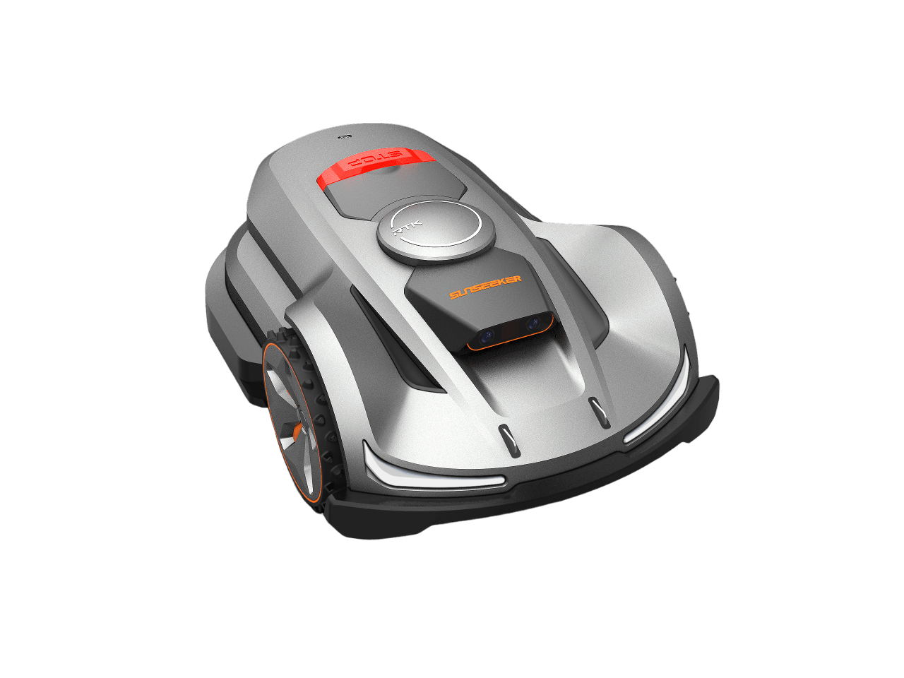 SunSeeker Orion X7 robotic lawn mower featuring advanced AONaviTM System and AI technology for precise mapping and obstacle avoidance.