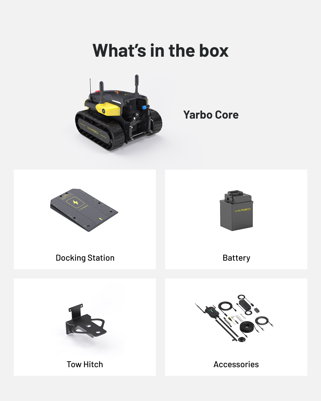 Yarbo Y40 Core — What in the box 70cbad90 c90e 42d4 8841 bd2f831018cf