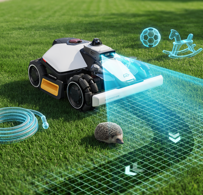 Mammotion LUBA mini 2 AWD — LiDAR and Vision Obstacle Detection (manufacturer feature illustration)