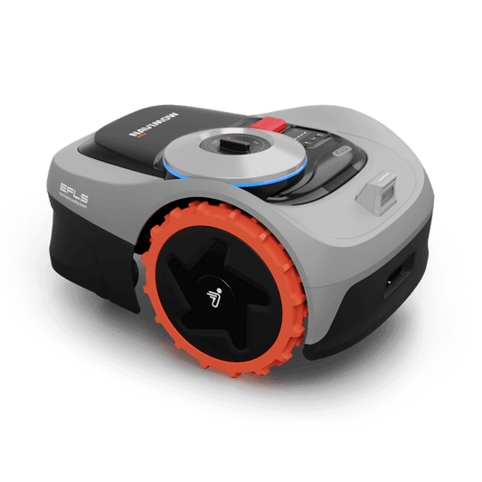 Segway Navimow I110n robotic mower designed for 1/4 acre lawns, featuring smart controls and wire-free operation.